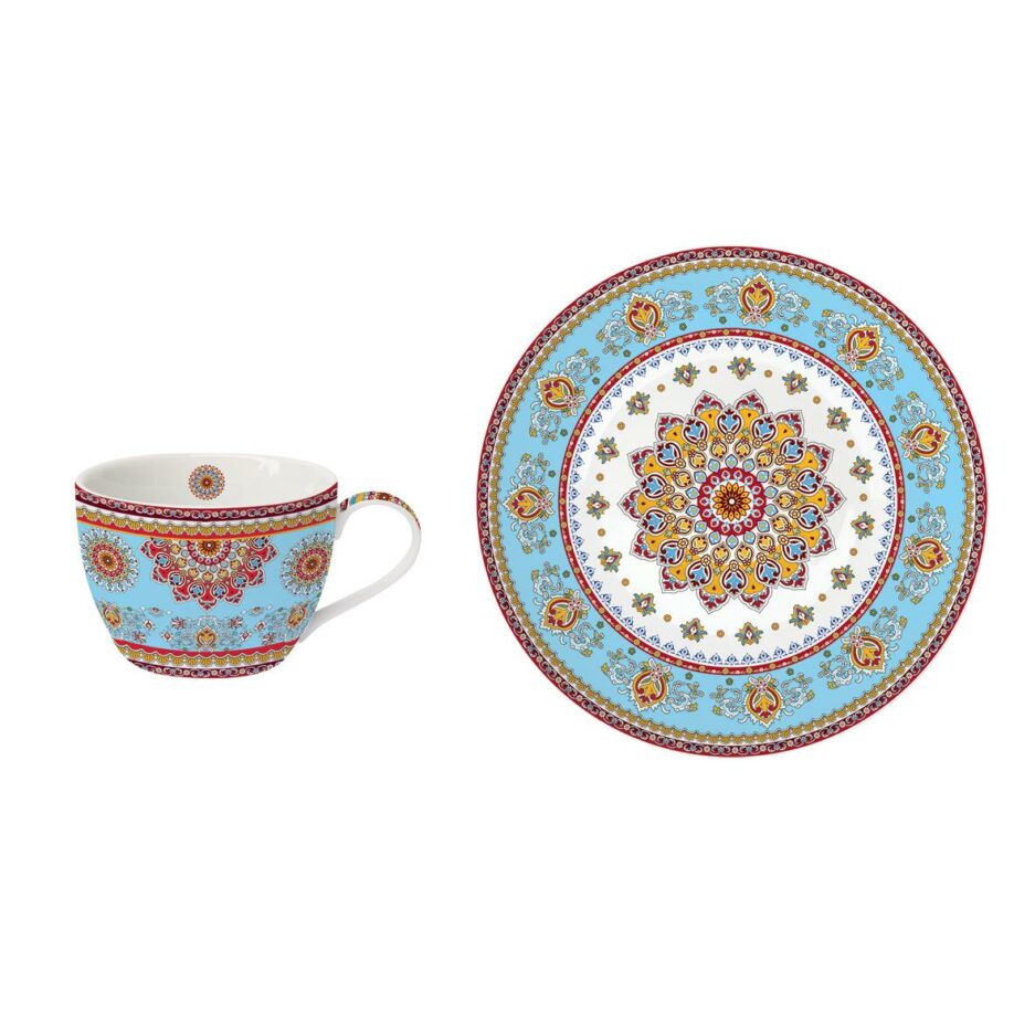 Set 6 tazze con piattino da 240 ml. in porcellana BLUE
