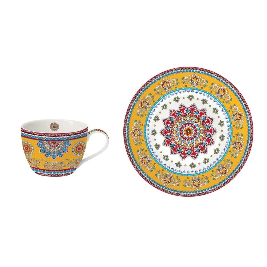 Set 6 tazze con piattino da 240 ml. in porcellana YELLOW
