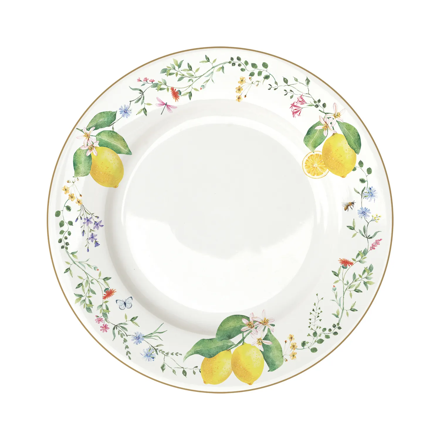 Dinner plate in porcelain Ø 26,5 cm FLEURS ET CITRONS