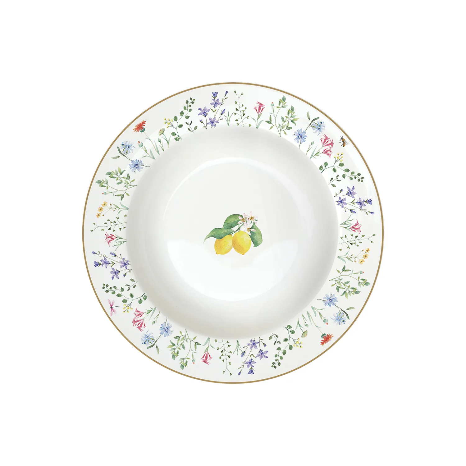 Soup plate in porcelain Ø 21,5 cm FLEURS ET CITRONS