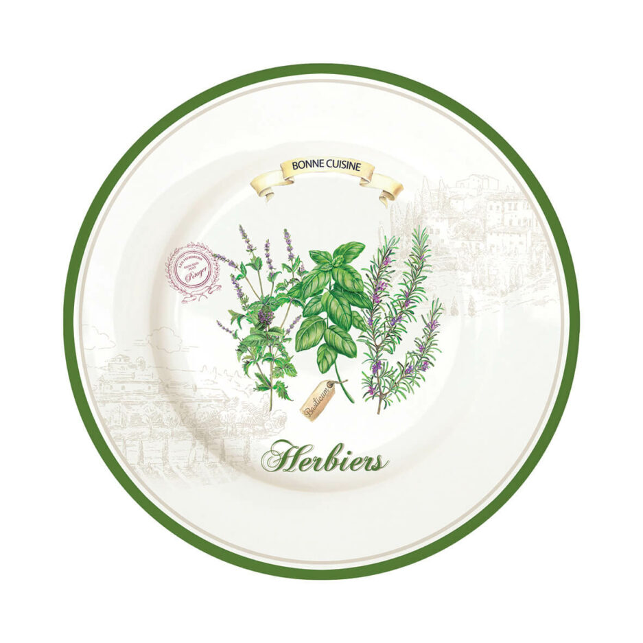 Ensemble de 6 assiettes en porcelaine de 19 cm de diamètre HERBIERS