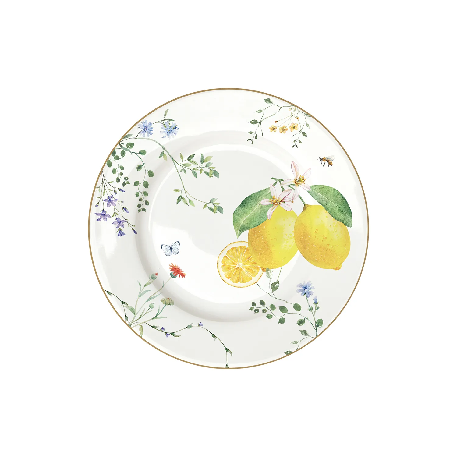 Dessert plate in porcelain Ø 19 cm FLEURS ET CITRONS