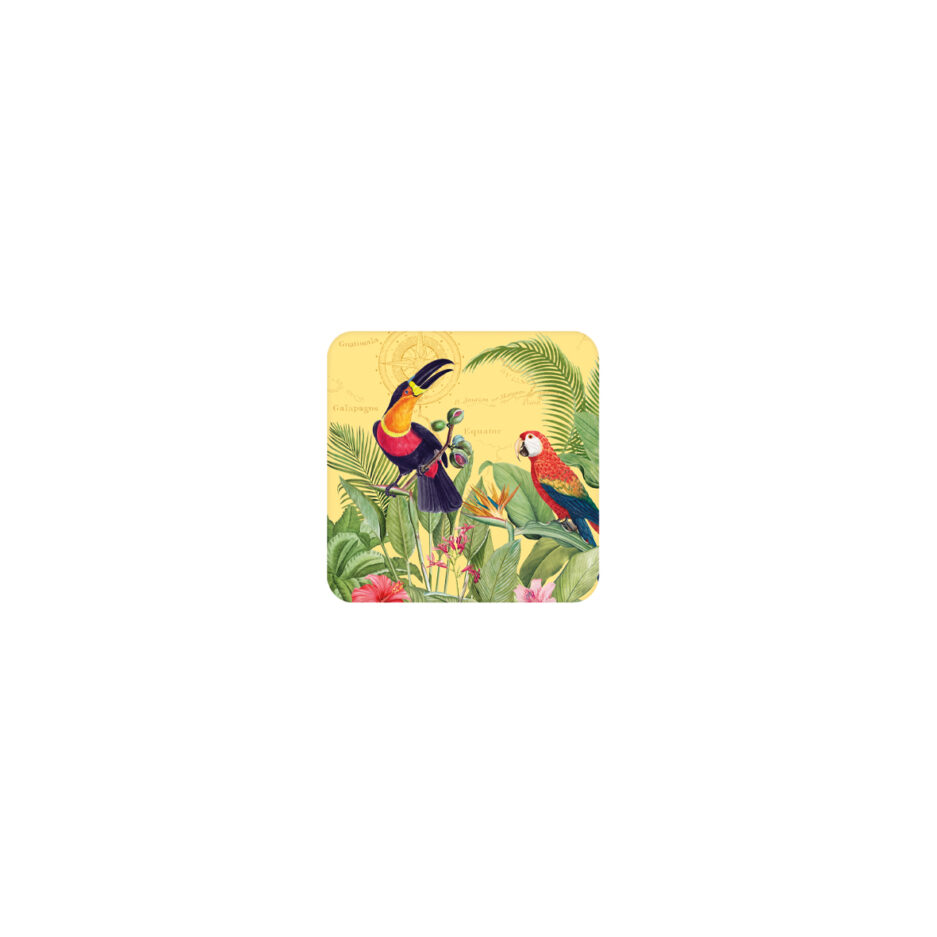 Set of 6 rigid cork coasters EXOTIC PARADISE