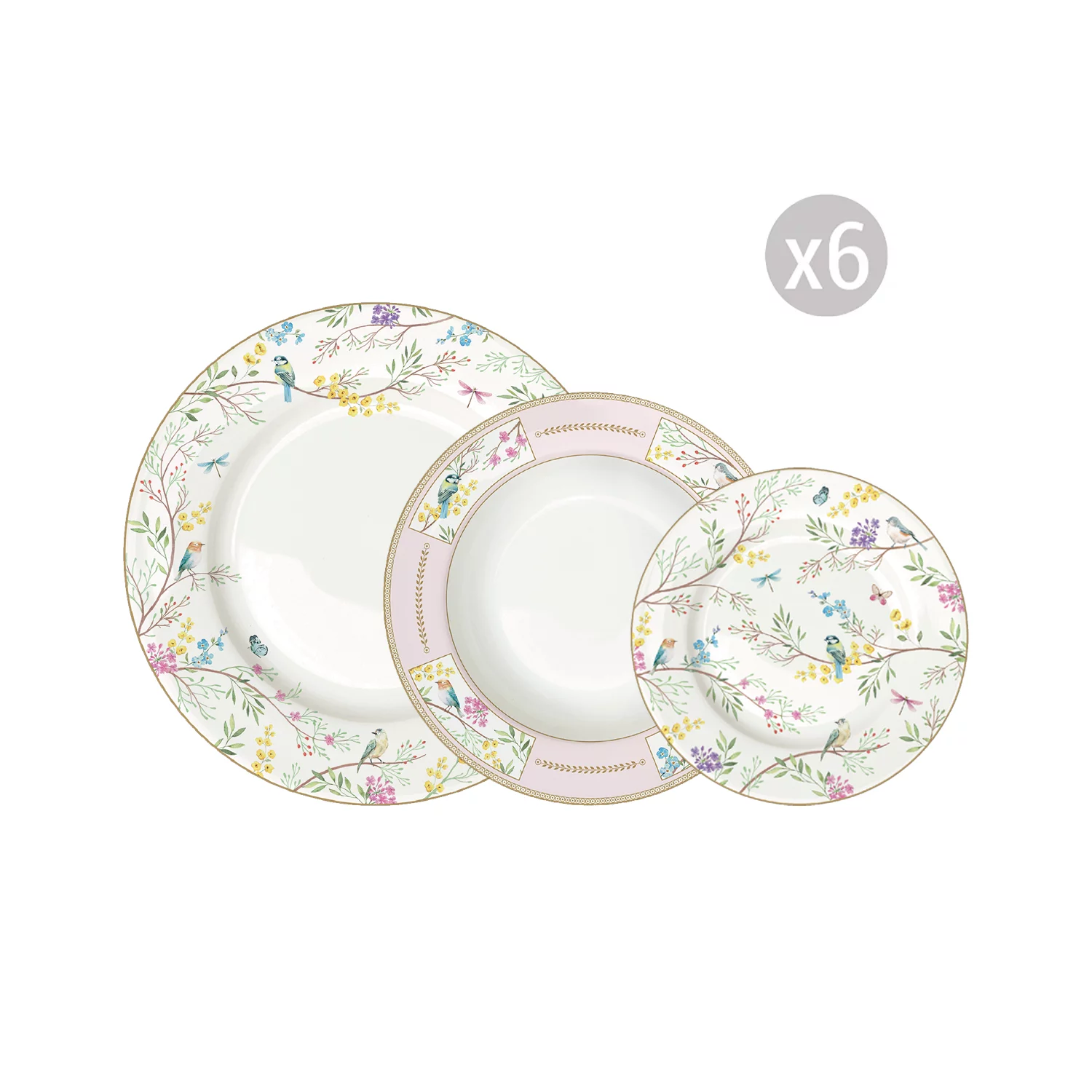 Table service 18 pieces BIRDS MELODY