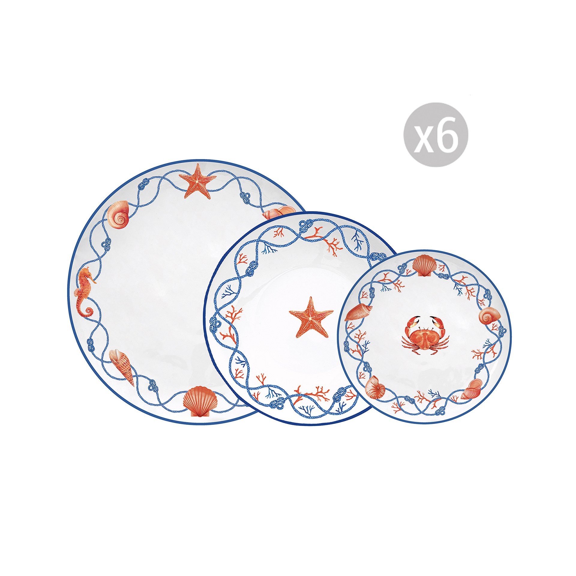 Set de vaisselle 18 pièces CÔTE DE MER