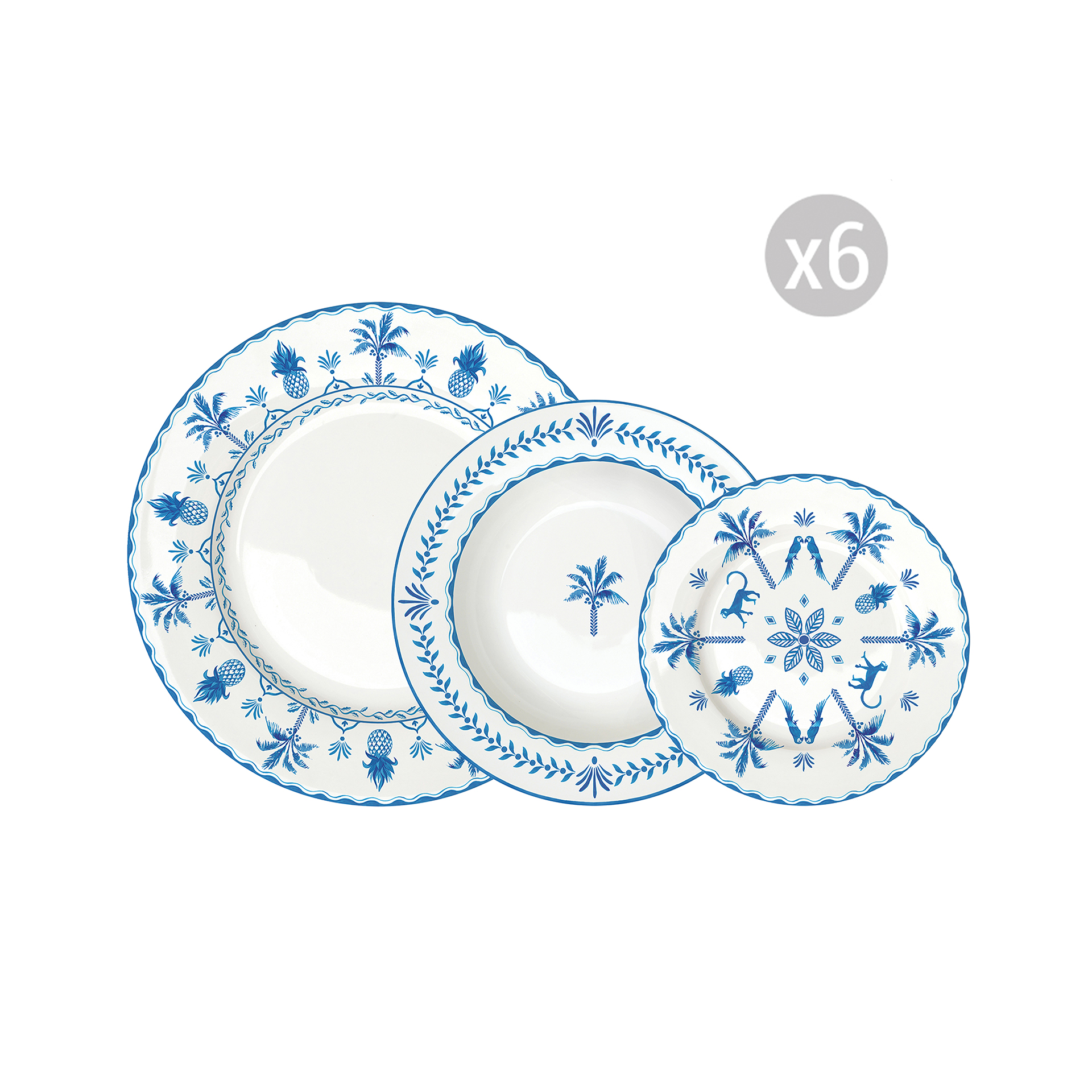 Set de vaisselle 18 pièces EXOTIC VIBES BLUE