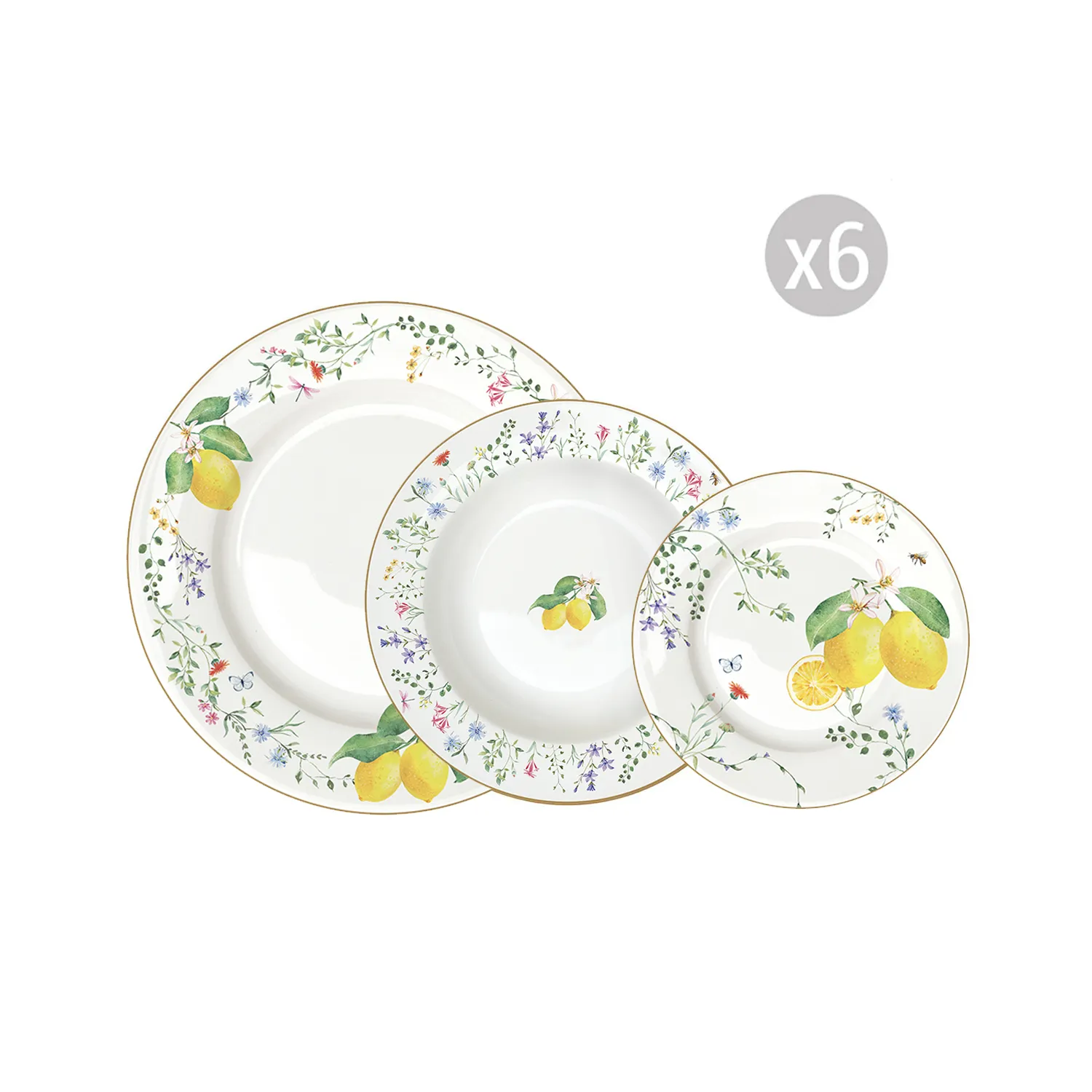 Table service 18 pieces FLEURS ET CITRONS